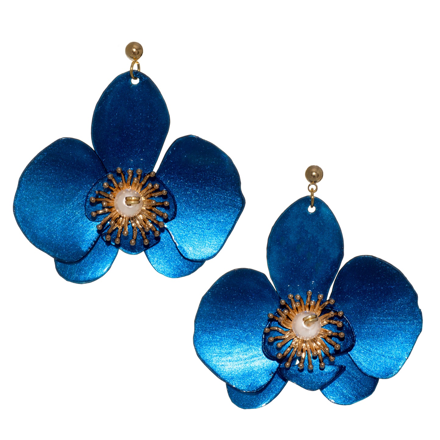 Butterfly Orchid Stud Earrings - Seadust Green