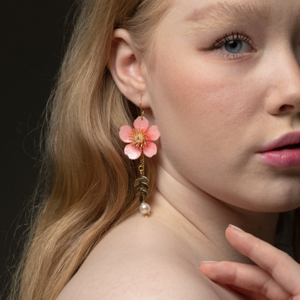 Sakura Spring Drop Earrings upcycled jewelry