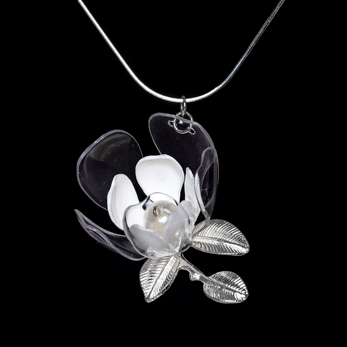 Jasmine Necklace Jewelry Upcycle with Jing Silver metal parts