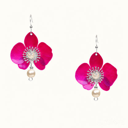 Butterfly-Orchid-Earrings-Barbie-Pink-Silver