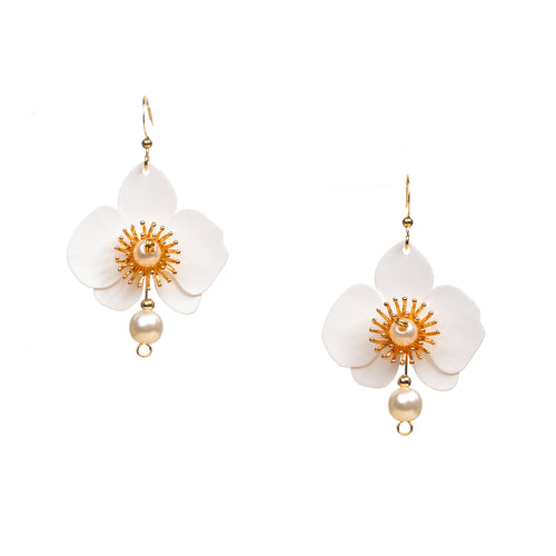 Buttefly Orchid Drop Earrings White