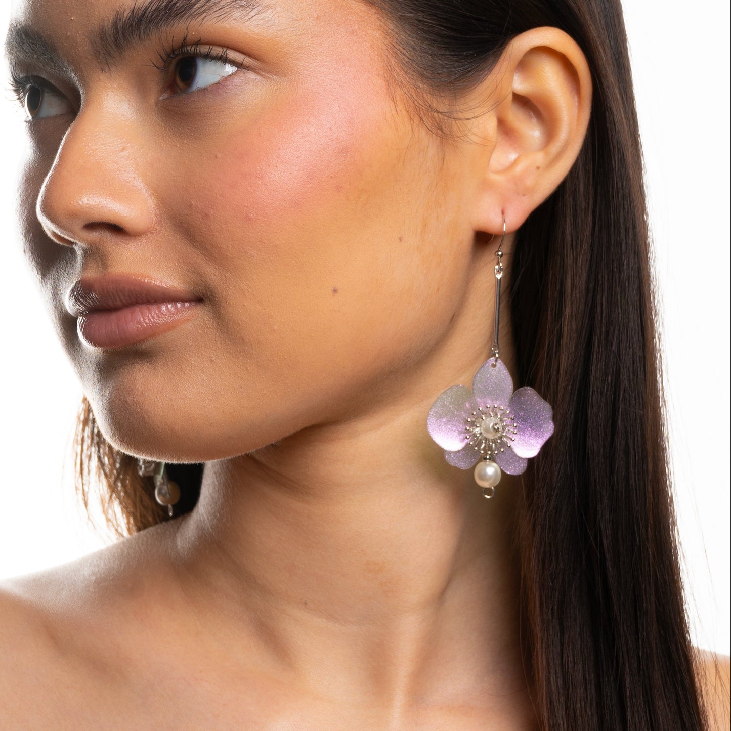 Butterfly Orchid Pearl Earrings - Stardust