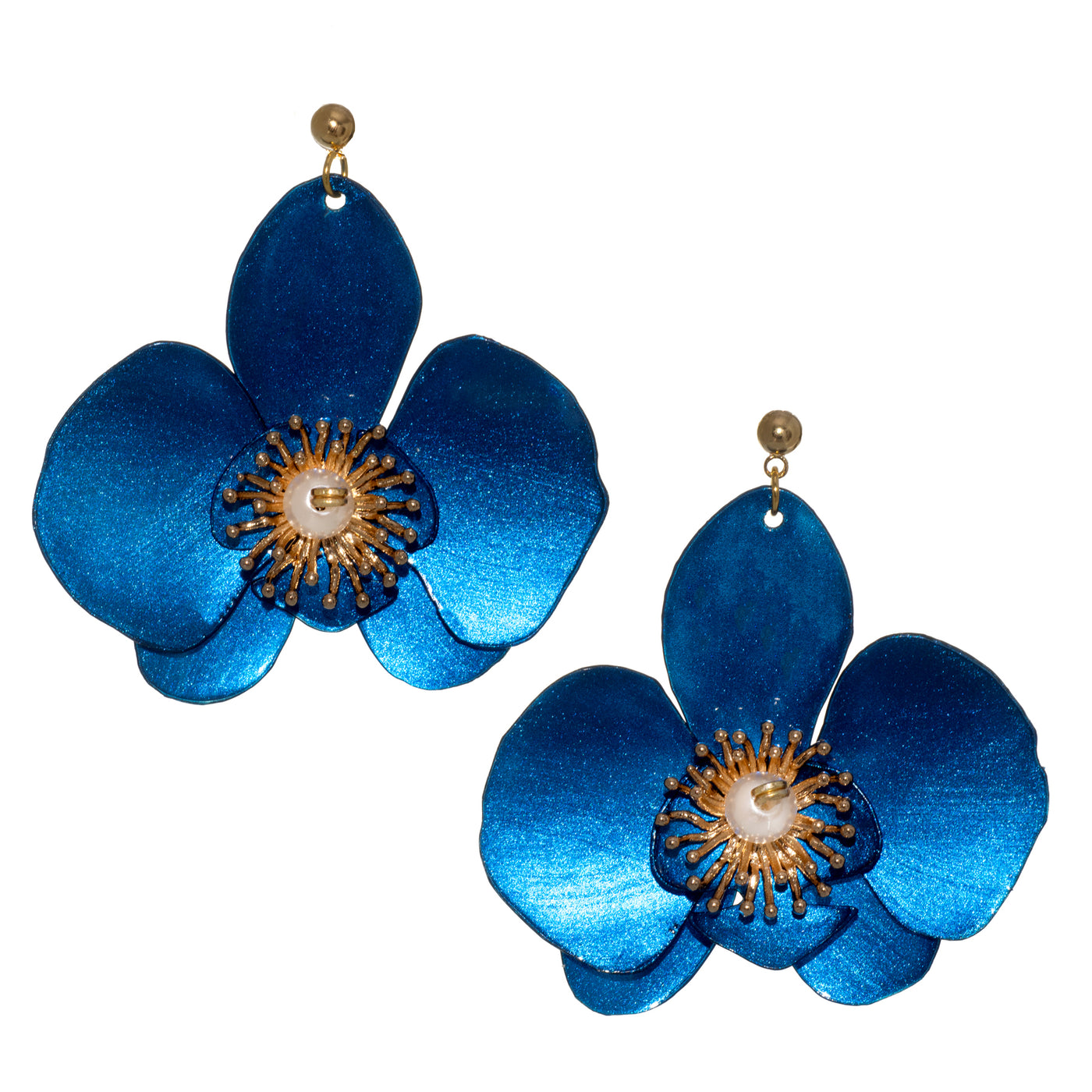 Butterfly Orchid Stud Earrings - Blue