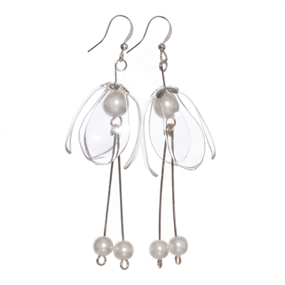 Clear Lily Double-drop Earrings
