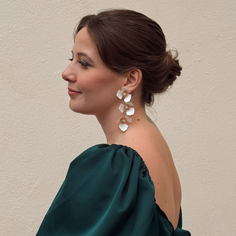 Triple Apple Flower Stud Earrings