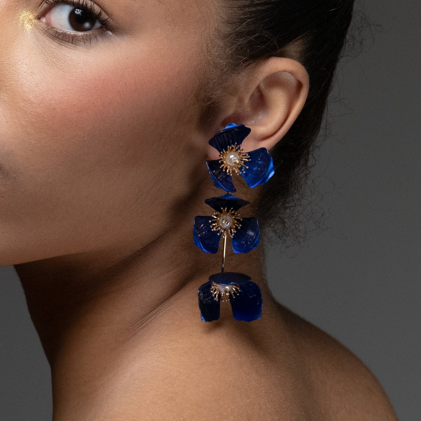 Triple apple flower stud earrings