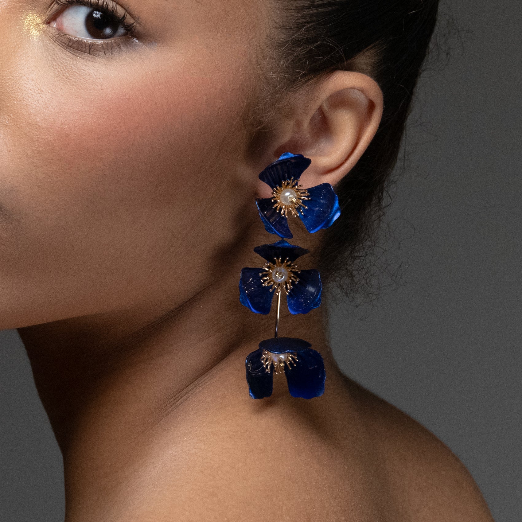 Triple apple flower stud earrings