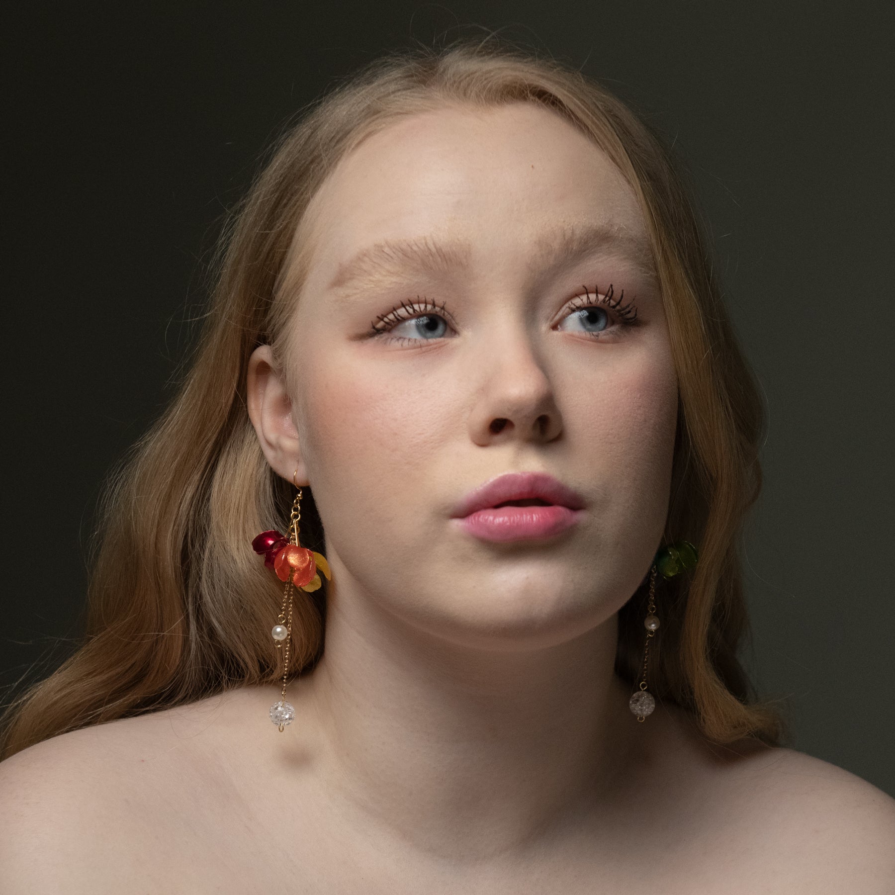 Triple-Flower Drop Earrings - Rainbow