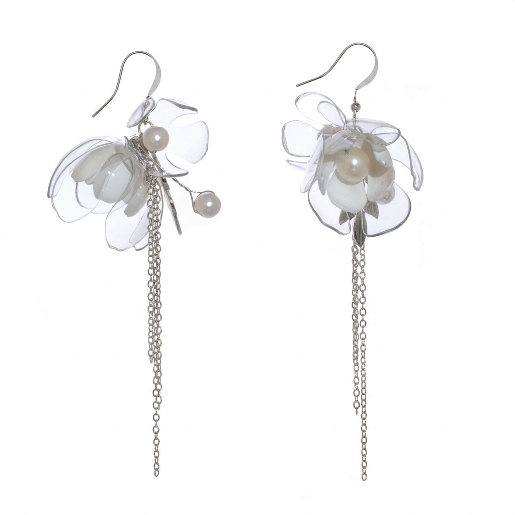 Triple Jasmine Drop Earrings Silver