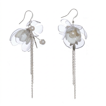 Triple Jasmine Drop Earrings Silver