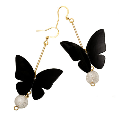 Butterfly Crystal Drop Earrings- Red