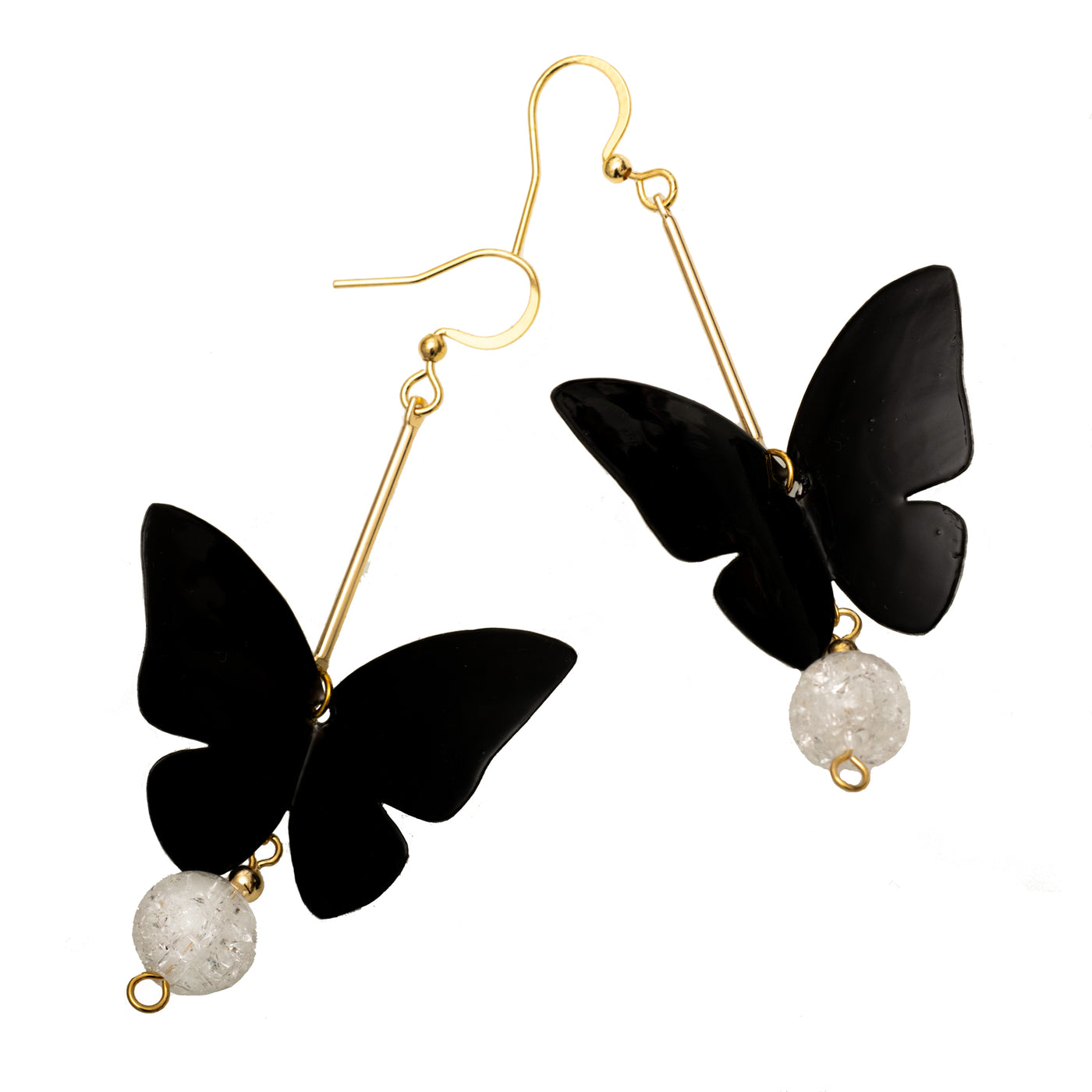 Butterfly Drop Earrings - Black