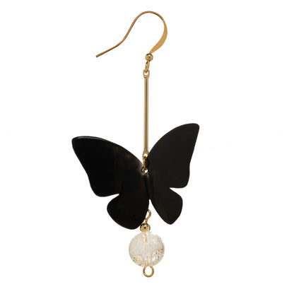 Butterfly Crystal Drop Earrings- Noir