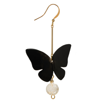 Butterfly Crystal Drop Earrings- Black