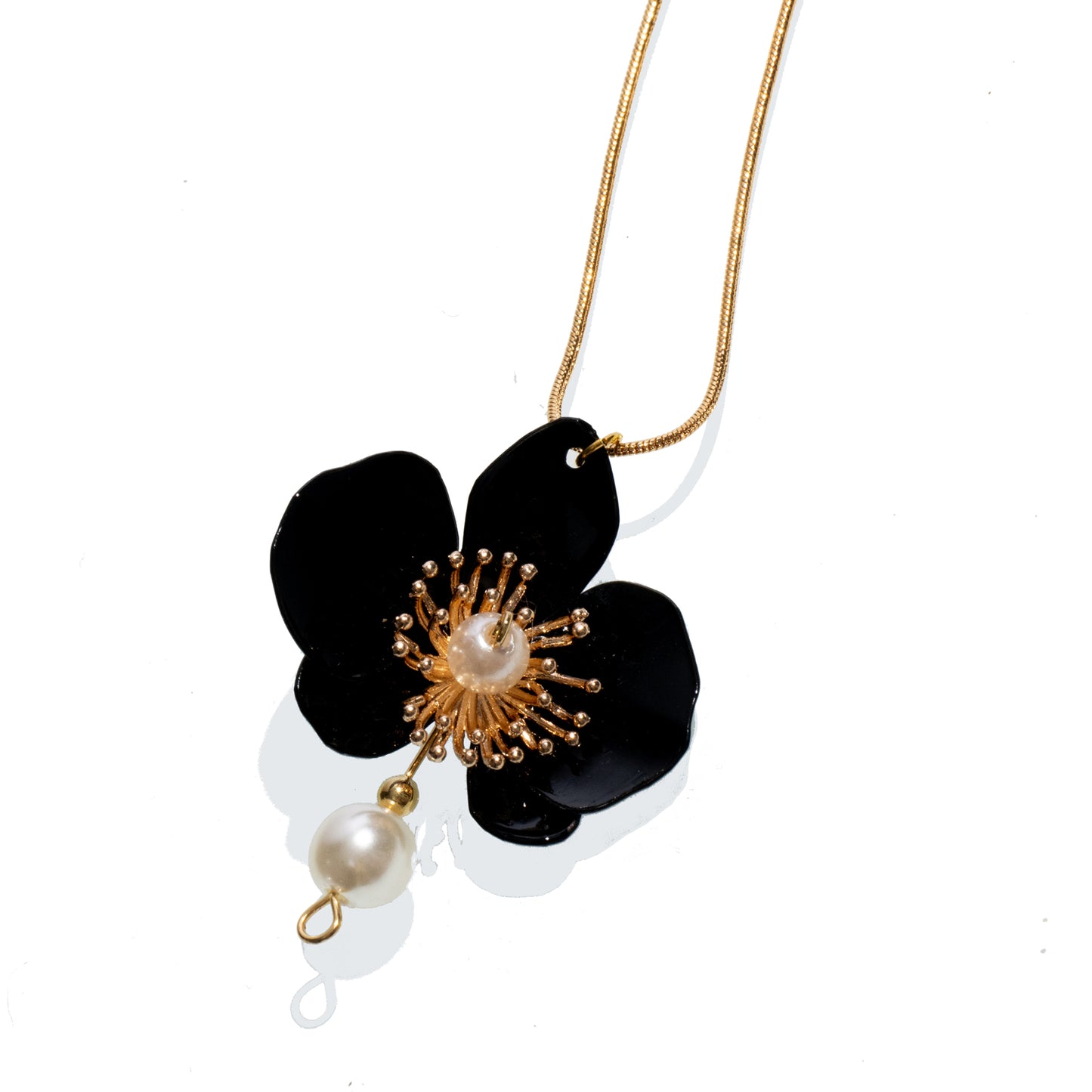 Butterfly Orchid Pearl Necklace - Blanc