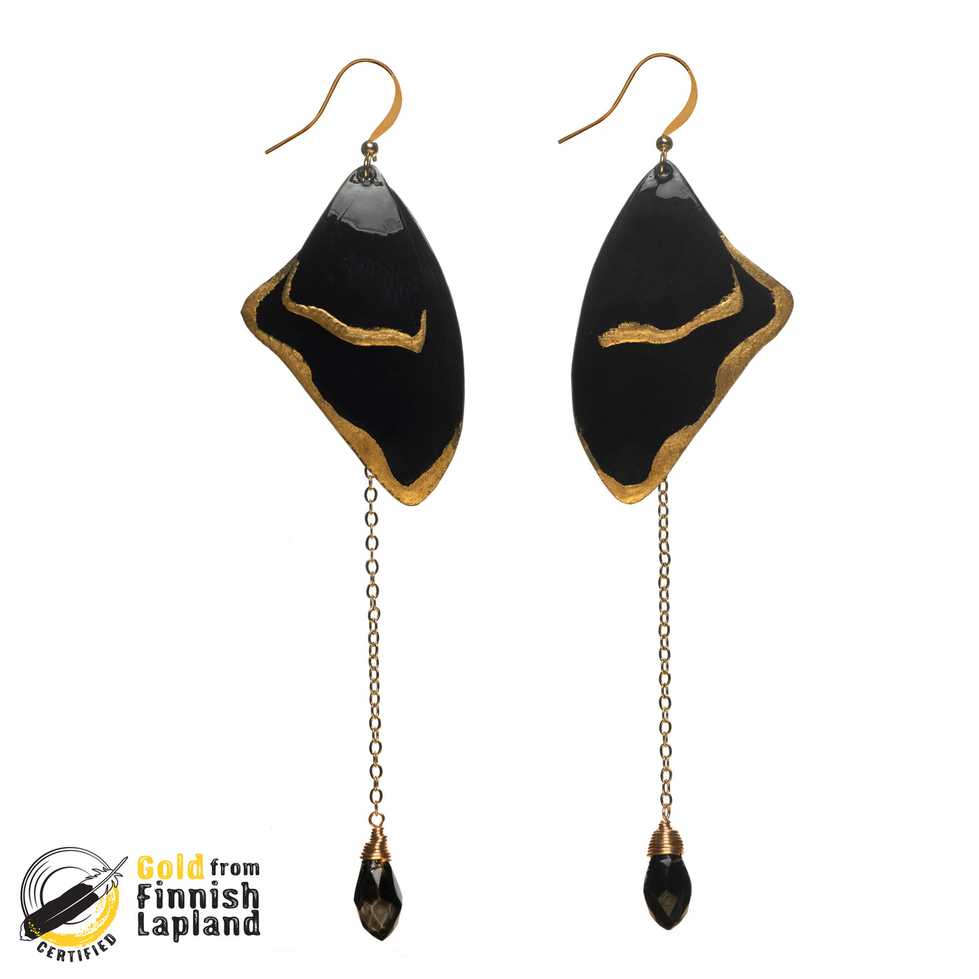 gold from lapland butterfly wing earrings black