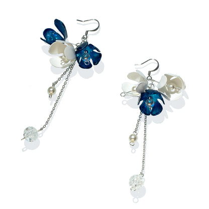 Triple-Flower Drop Earrings - Rainbow