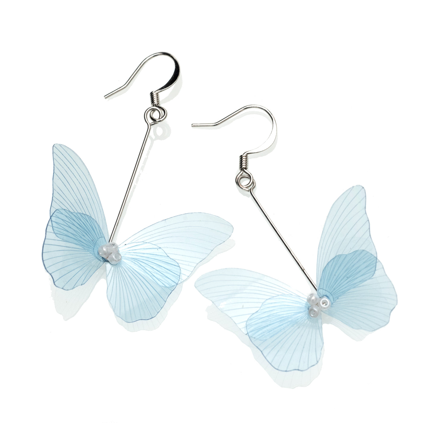 Butterfly Drop Earrings - Blue