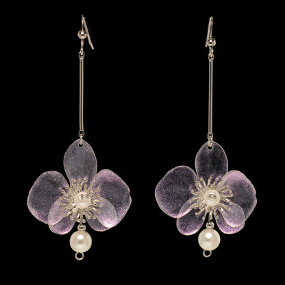 Butterfly Orchid Pearl Earrings - Blanc