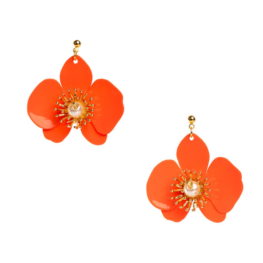 Butterfly Orchid Stud Earrings S - Papaya Orange