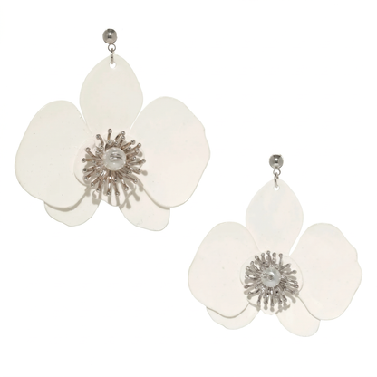 Butterfly Orchid Stud Earrings - Blanc