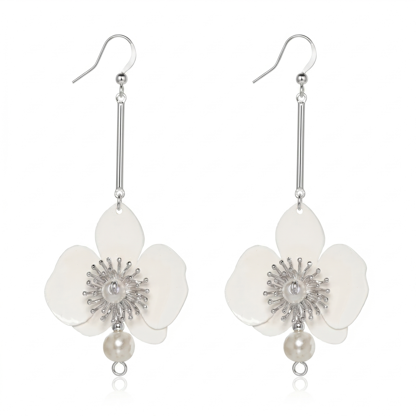 Butterfly Orchid Pearl Earrings - Blanc