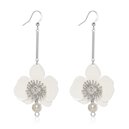 Butterfly Orchid Pearl Earrings - Blanc