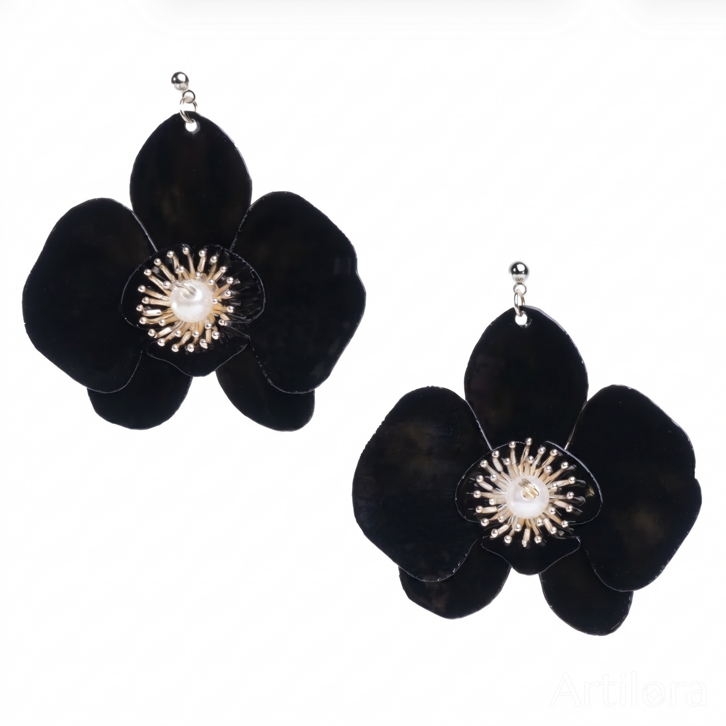 Butterfly Orchid Stud Earrings - Noir