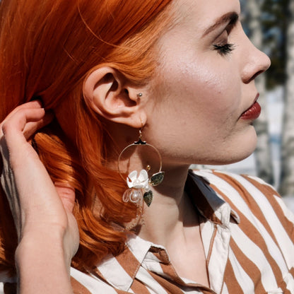 Floral Moon Earrings