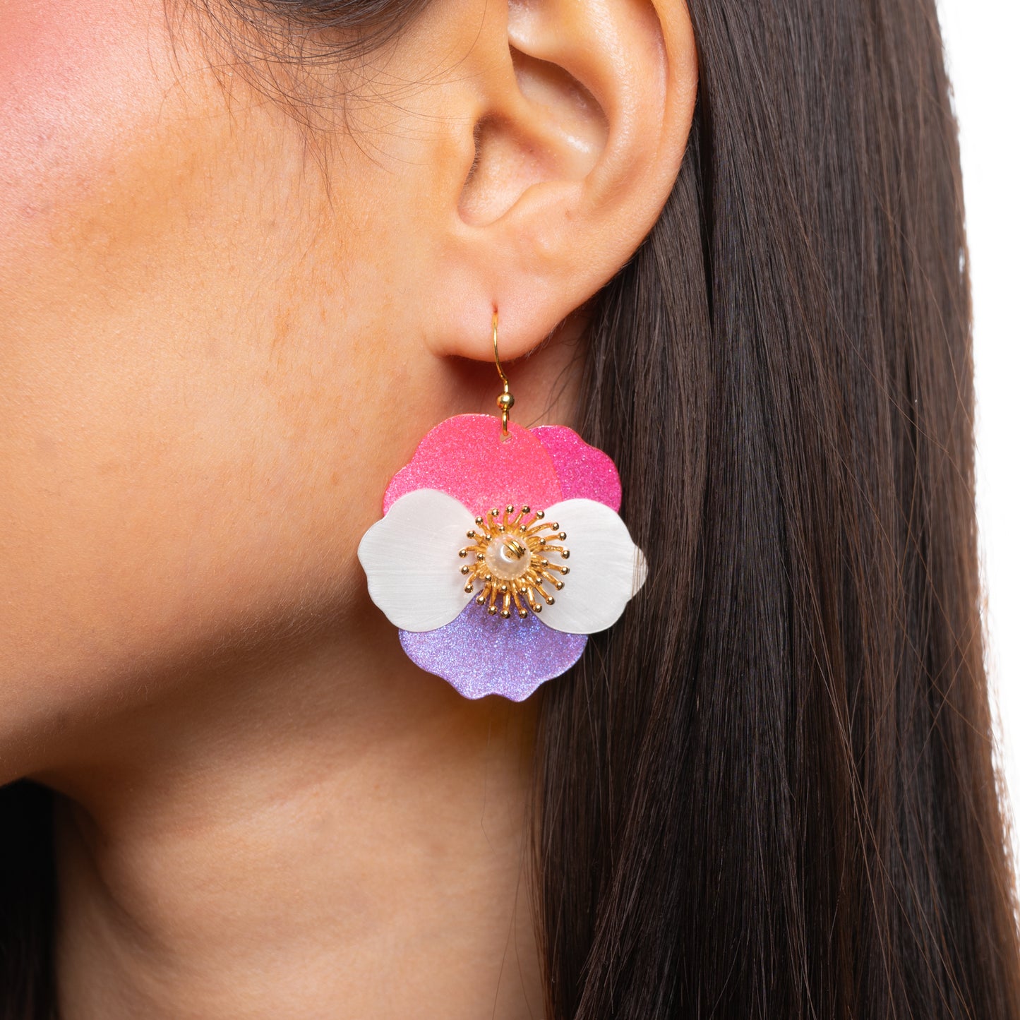 Pansy Earrings - Rose