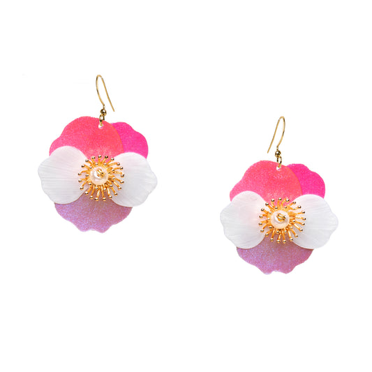 Pansy Earrings - Rose