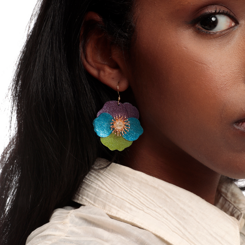 Pansy Earrings Rainbow