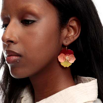 Pansy Earrings Rainbow