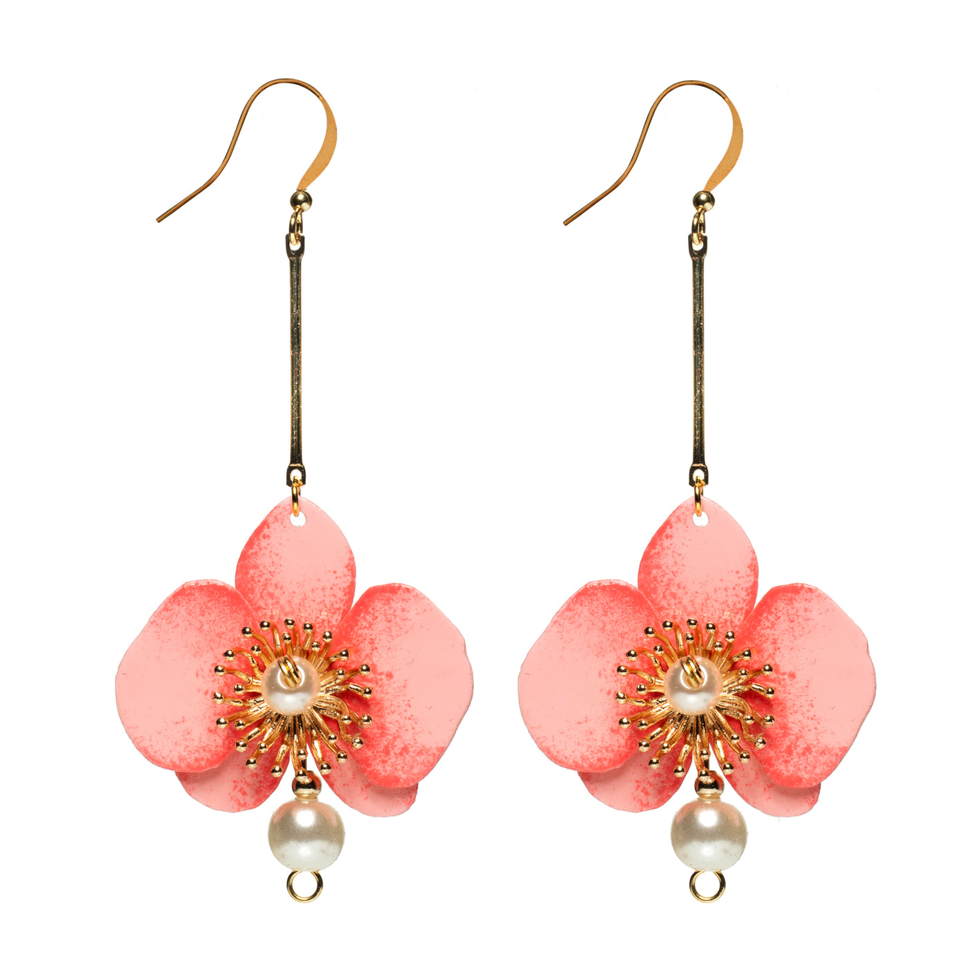 Butterfly orchid pearl earrings pink