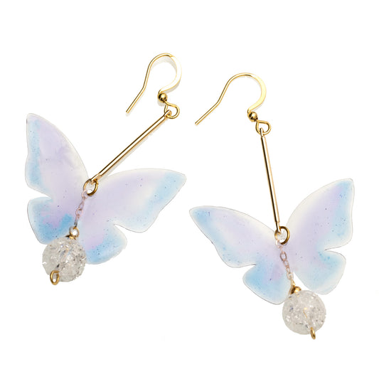 Butterfly Crystal Drop Earrings- Violet