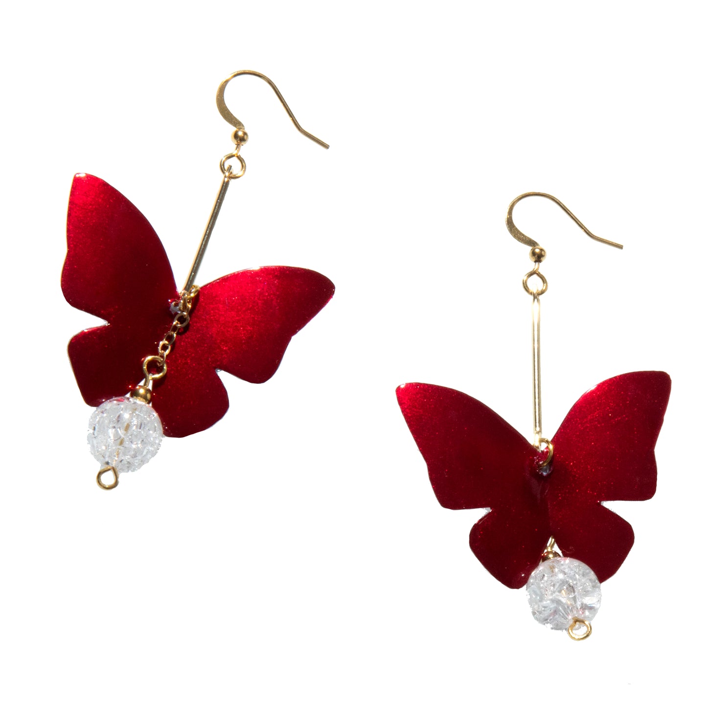 Butterfly Crystal Drop Earrings- Rouge