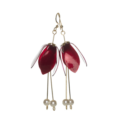 Red Lily Double-drop Earrings