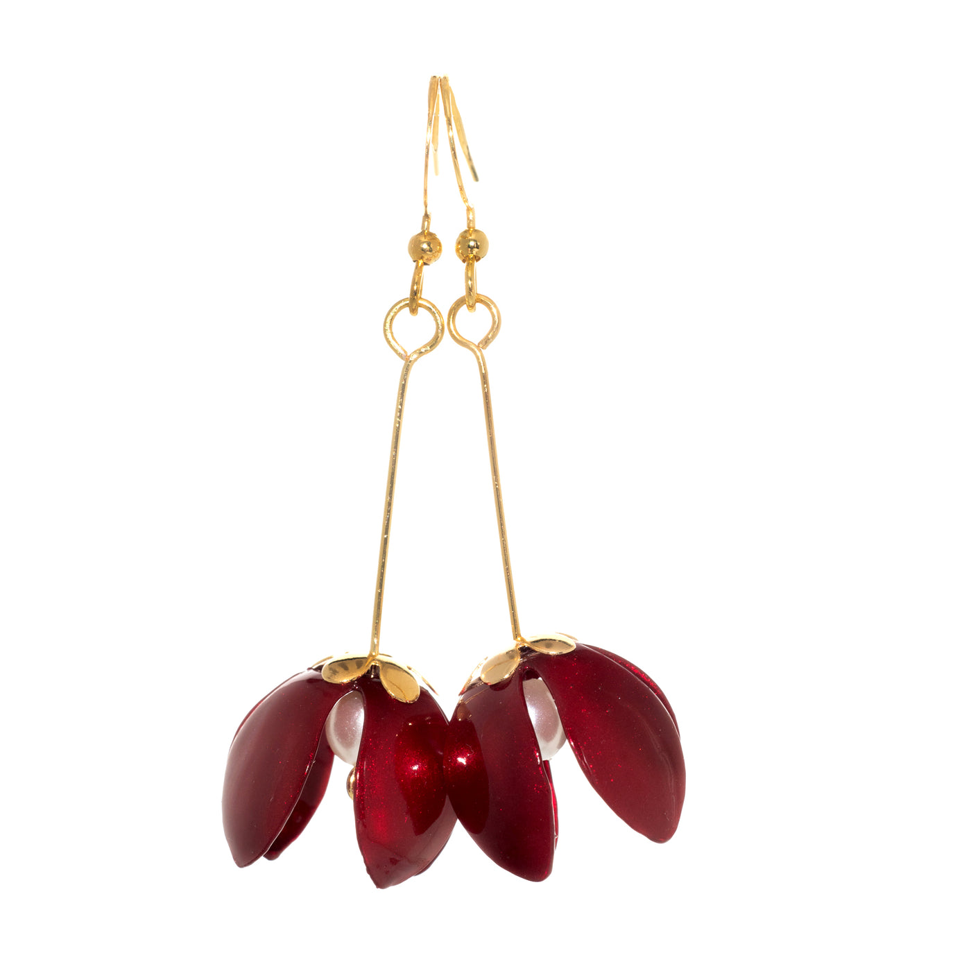 Small Lily Drop Earrings - White