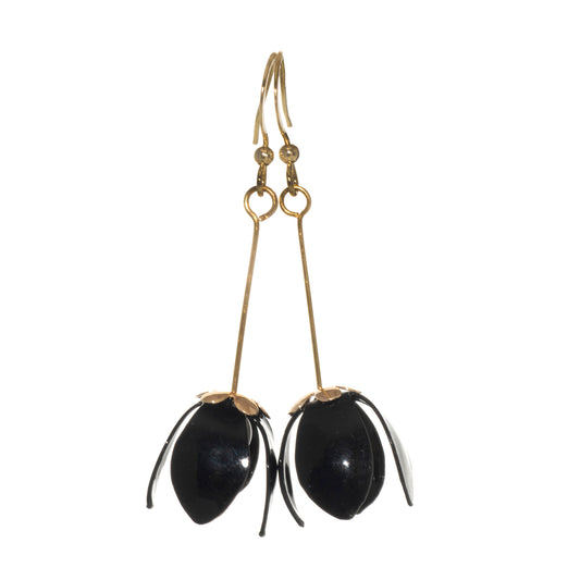 Small Lily Drop Earrings - Noir