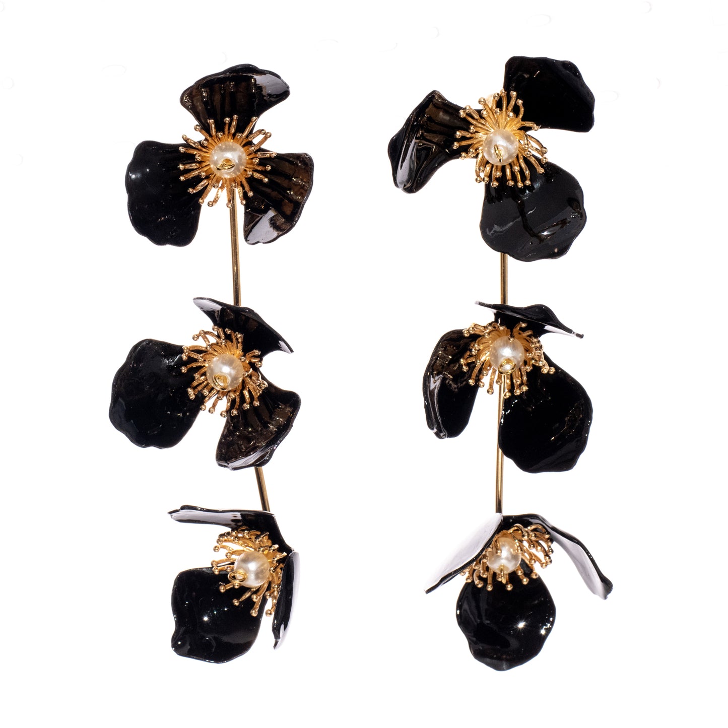 Triple Apple Flower Stud Earrings - Rouge