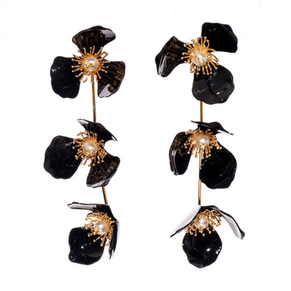 Triple Apple Flower Stud Earrings - Blanc