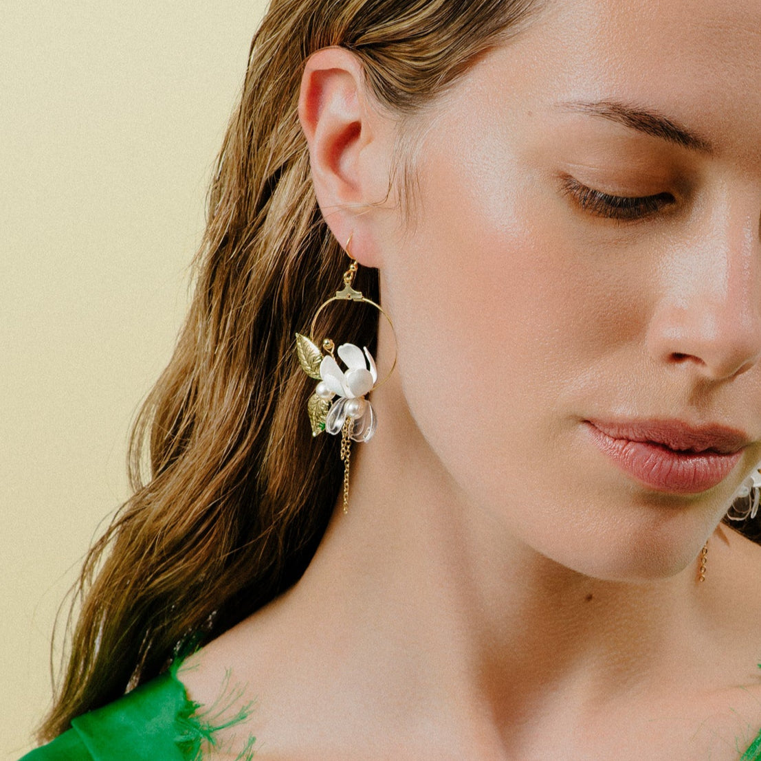 Floral Moon Earrings