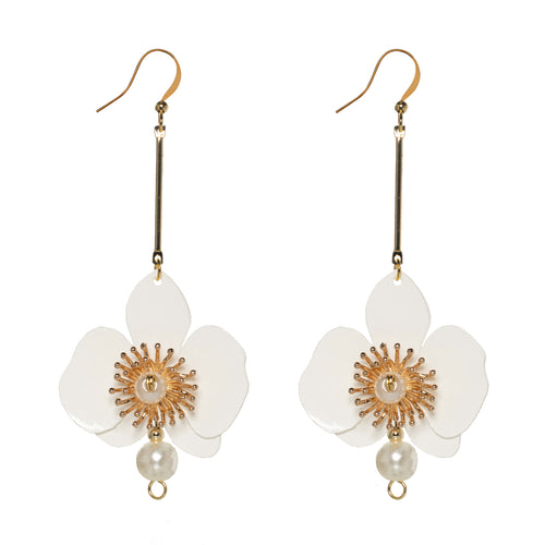 Butterfly Orchid Pearl Earrings - White