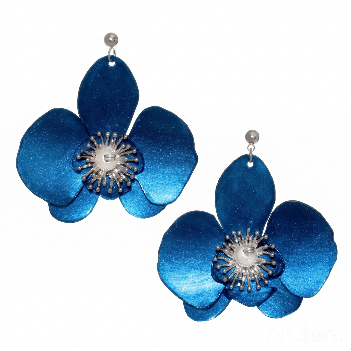 Butterfly Orchid Stud Earrings - Bleu