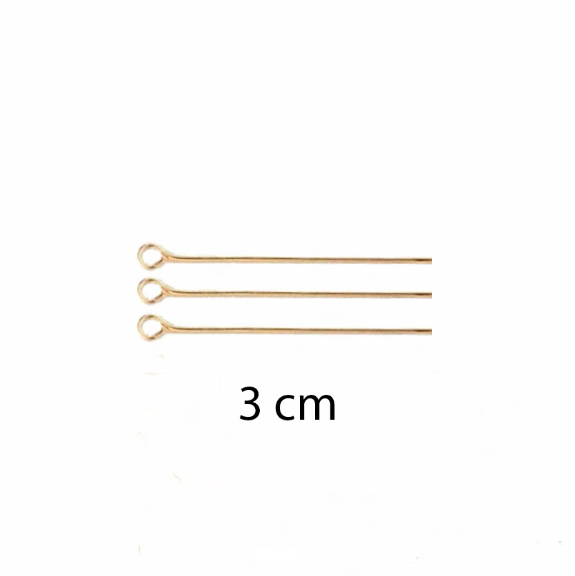 DIY supply - 3cm eye pins (10 pieces, gold/silver)