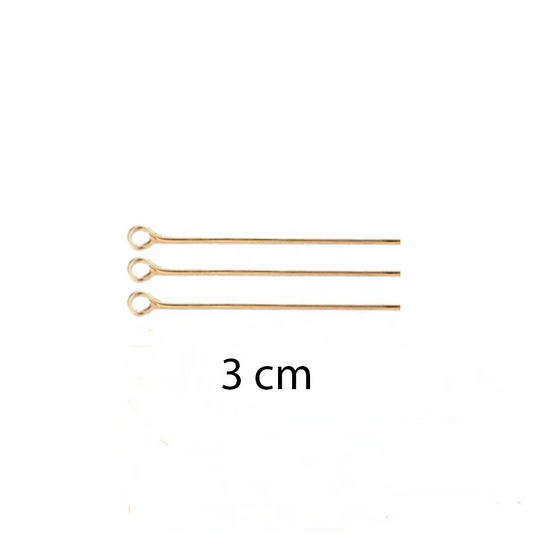 DIY supply - 3cm eye pins (10 pieces, gold/silver)