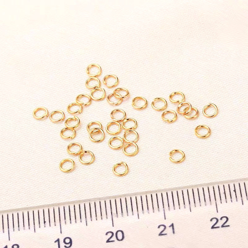 DIY supply - 4mm tiny open metal rings (10 pieces, gold/silver) DIY kit Upcycle with Jing 