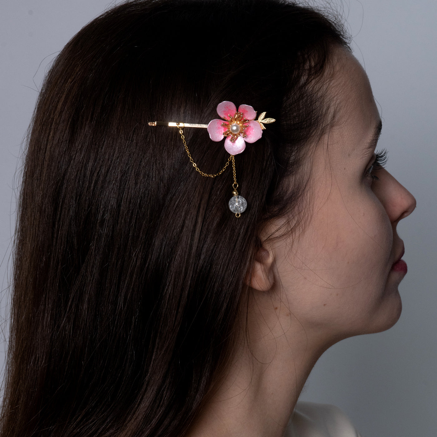 Cherry blossom sakura crystal hair clip