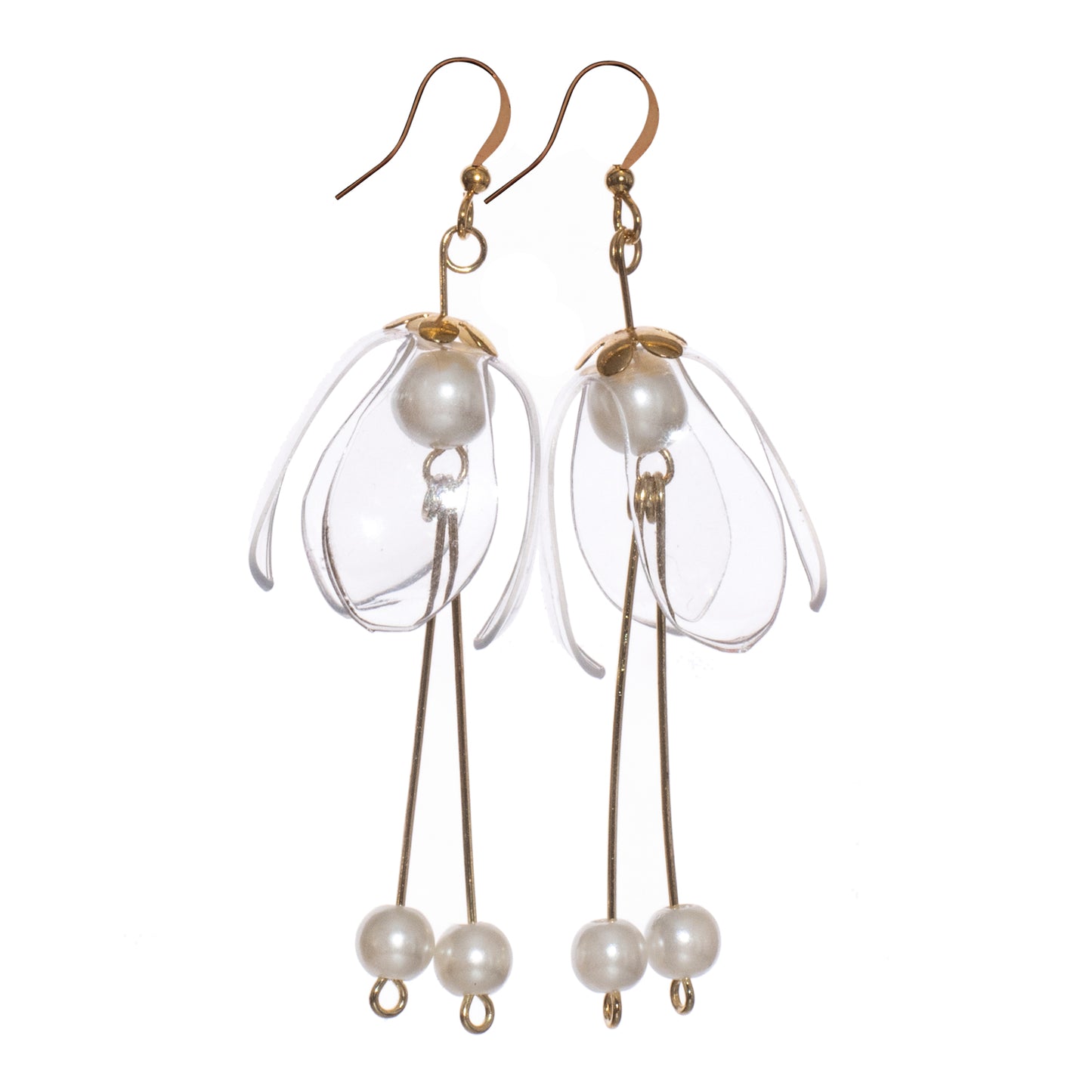 Clear Lily Double-drop Earrings