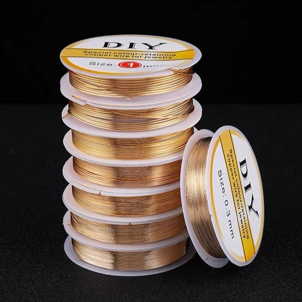 DIY supply - 0,4 mm copper wire (1 roll 10 meters, gold/silver) DIY kit Upcycle with Jing 